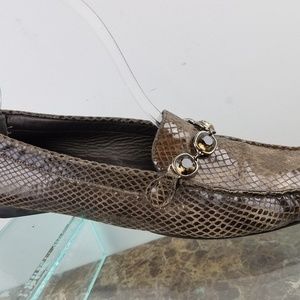 Stuart Weitzman Brown Snakeskin Driving Loafer 7.5